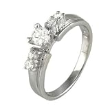 Silver Engagement Cubic Zirconia Ring - size 5