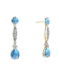 Genuine Blue Topaz 14kt Yellow Gold Dangle Drop Earrings