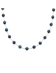 Black Cultured Pearl and Silver Accented Necklace