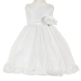 LITO Childrens Special Occasion WHITE Petal Wedding Flower Girls Dress 2T-12