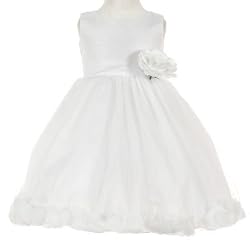 LITO Childrens Special Occasion WHITE Petal Wedding Flower Girls Dress 2T-12