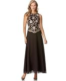 J Kara Sleeveless Scoop-Neck Beaded Dress with Scarf