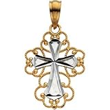 14K Two Tone Gold Cross Pendant
