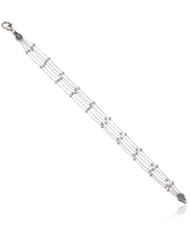 Sterling Silver Italian Rhodium Plated Multi Strand Rolo Bead Bracelet, 7"