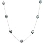 Karat Platinum 10.5 - 11 mm High Luster Peacock Fresh Water Cultured Rice Pearl Tin-Cup Necklace, 18"