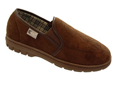 Mens faux suede twin gusset cotton lining slippers UK size 8-11