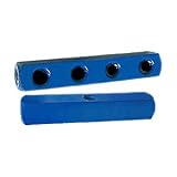 Interstate Pneumatics FPM44S 1/4 Inch FPT Aluminum Rectangle Pencil Manifold - 4 Outlets