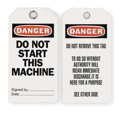 Industrial Grade 2RMX1 Lockout Tag, Danger Do Not Start, Pk 25