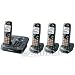Panasonic KX-TG9344T DECT 6.0 Digital Expandable 4-Handset Cordless Phone with Dual Keypad, Talking Caller ID, Talking Alarm Clock and Answering System