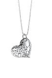 Sterling Silver "I Love You with All My Heart" Heart Pendant with Heart Charm, 18"