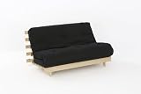 4ft6 (135cm) Double Wooden Futon with BLACK Mattress