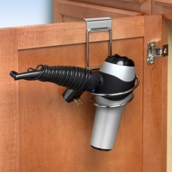 Over the Cabinet Door Chrome Folding Hair Dryer Holder Caddy