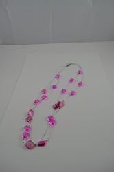 Necklace Double Chain Murano Beads 3 inch extenstion PINK