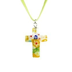 Handmade Murano Glass Pendant - Cross Multicolor 4