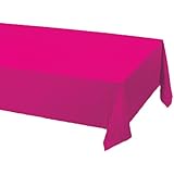 Creative Converting Touch of Color Plastic Lined Table Cover, 54 by 108-Inch, Hot Magenta