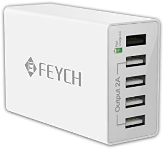 DEGITEL 2.0 50W 5-Port USB Quick Charger for Smartphone Samsung Galaxy S6 / S6 Edge / Edge+, Note 5, Note 4 / Edge, Nexus 6, HTC M9, Xperia Z3 / Z2 Built-in Surge Protector (White)