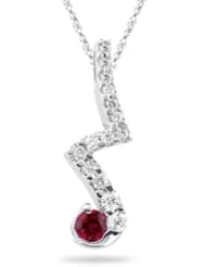 1/4 (0.21-0.27) Cts Diamond & 1/4 (0.21-0.27) Cts Ruby Pendant in 14K White Gold
