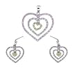 Sterling Silver Rhodium Plated Heart Set - Necklace and Earrings