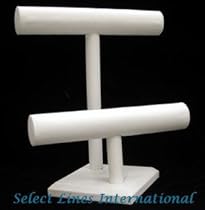 White Faux Leather T-Bar 2 Tier Bracelet Bangle Display White Faux Leather T-Bar 2 Tier Bracelet Bangle Display
