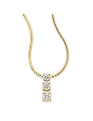 14K Yellow Gold Three-Stone Diamond Pendant - 0.75 Ct. -- LIFETIME WARRANTY