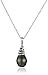 Sterling Silver, Tahitian Cultured Black Pearl, and Diamond Pendant Necklace (9-9.5 mm), 18