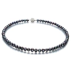 PearlsOnly Bliss Black 6-7mm A Freshwater Pearl Necklace 16 inch