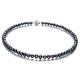 PearlsOnly Bliss Black 6-7mm A Freshwater Pearl Necklace 16 inch