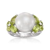 Pearl and 2.70 ct. t.w. Peridot Butterfly Ring In Sterling Silver