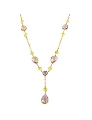 14 Karat Rose Gold Faceted Lavender & Green Amethyst Lariat Necklace (17 Inch)