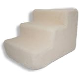 Best Pet Supplies 3-Step Foam Pet Stairs/Steps, 18 by 15 by 13-Inch, White Lambswool
