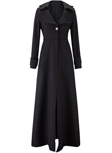 (アザブロ)AZBRO レディース 秋 お洒落 長袖 無地 ノッチラペル ボタン付き ロング丈 トレンチ コート