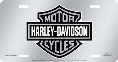 Harley-Davidson Mirrored w/ Grey Bar & Shield logo Acrylic Auto Tag