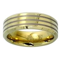 Tungsten Carbide 5/16 ( 8 mm ) Comfort Fit Flat Band w/ Zirconium Plating Wedding Band LIFETIME WARRANTY.