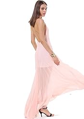 V-neck Halter Sleeveless Polyester General Print Floor Length Backless Shift Maxi Dress 