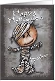 For Brother-Happy Halloween-Primitive Mummy Card