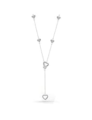 Valentines Day Gifts Bling Jewelry 925 Heart Charm Y Shaped Lariat Necklace 17in