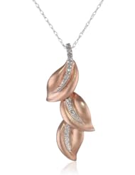 10k Rose Gold Triple Leaf Diamond Pendant Necklace (0.05 cttw, I-J Color, I2-I3 Clarity), 18"