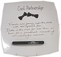 Civil Partnership Gift Two Bows Square Signature Plate