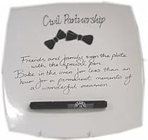 Civil Partnership Gift Two Bows Square Signature Plate