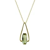 10k Yellow Gold Bridge Cut Green Quartz Pendant, 18