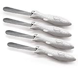 Set Of 4 Fish Shape Cheese/Condiment Spreaders With Stainless Steel Blades