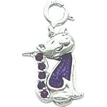silver and purple crystal cat charm