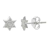 Sterling Silver Small Jewish Star of David Mini Kid Stud Earrings