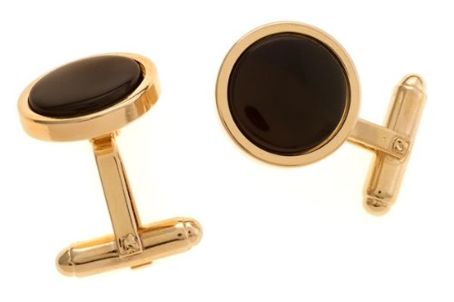 Genuine Onyx Round Cuff Links