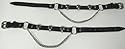 Black Leather Chrome Skull Bootstraps Boot Chains Pair
