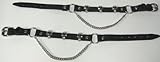 Black Leather Chrome Skull Bootstraps Boot Chains Pair