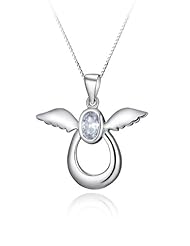 925 Sterling Silver Snowwhite Wings of Hope Cz Pendant with 18 Inches Solid Box Chain