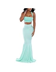 Sexy Mermaid Acrylic/Cotton Halter Sleeveless Bodycon Dress 