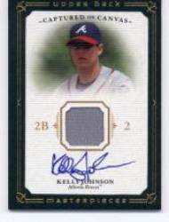 2008 Upper Deck / UD Masterpieces Captured on Canvas Autographs #JO Kelly Johnson - Atlanta Braves (Piece of Authentic Game Used Jersey - Autographed Card) (Baseball Cards)