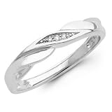 14K White Gold Womens Round-cut Diamond Wedding Ring Band (0.02 CTW., G-H Color, SI1-2 Clarity)